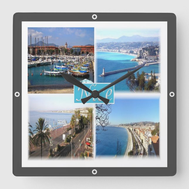 zFR045 NICE, Provence, France, Square Wall Clock (Front)
