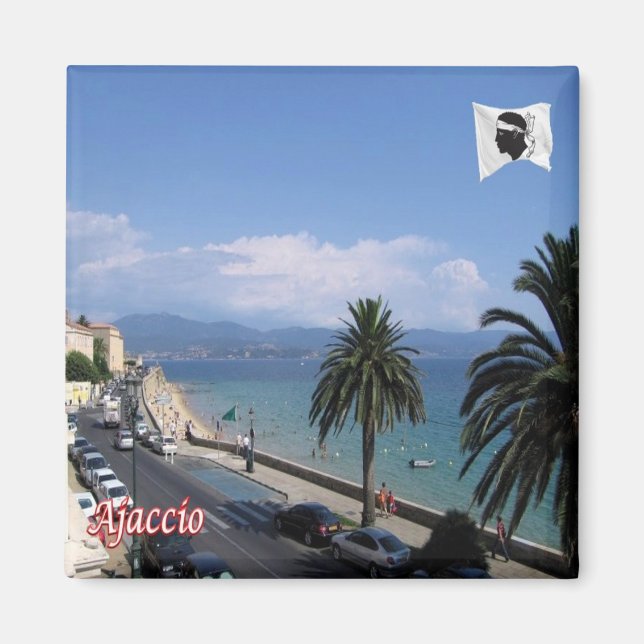 zFR130 AJACCIO beach, Corsica, Fridge Magnet (Front)