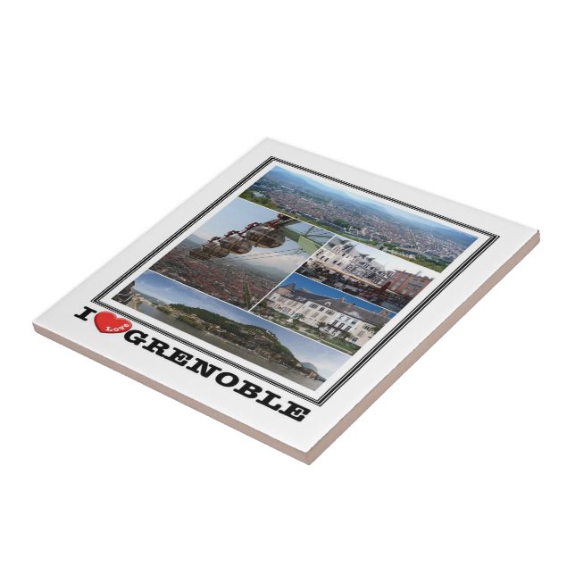 zFR132 GRENOBLE I Love, France, Ceramic Tile (Side)
