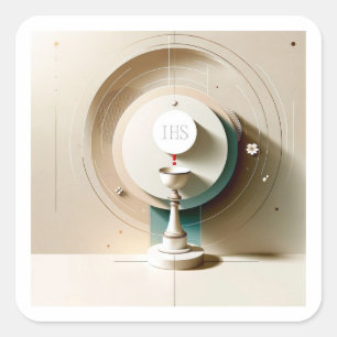 ZG Style Eucharistic Communion Host and Chalice Square Sticker