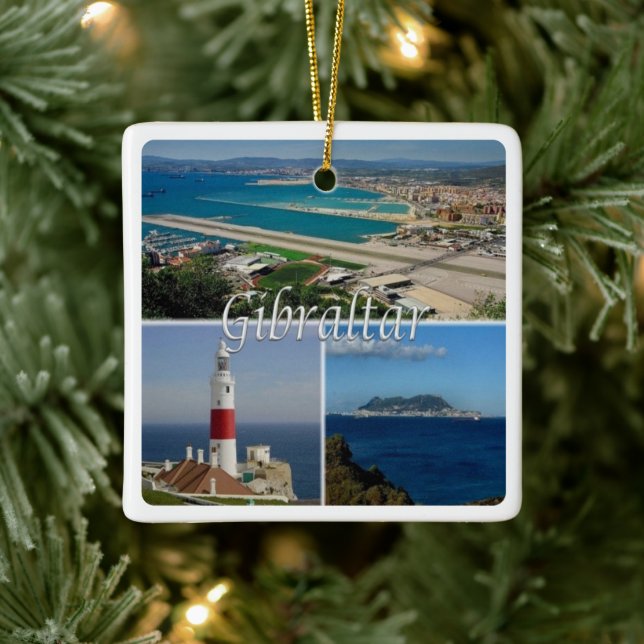 zGI003 GIBRALTAR The Lighthouse, Europe, Ceramic Ornament (Tree)