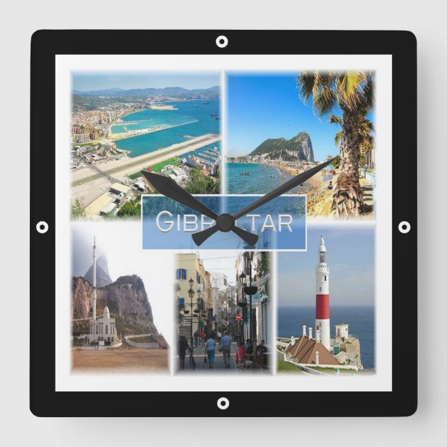 zGI004 GIBRALTAR, Europe, Square Wall Clock (Front)