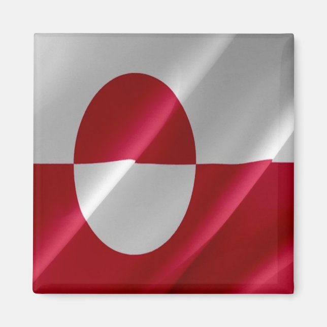 zGL002 GREENLAND, Waving Flag, America, Fridge Magnet (Front)
