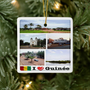 zGN010 GUINEA I Love, Mosaic, Africa, Ceramic Ornament