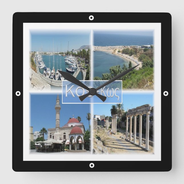zGR020 mosaic of KOS, Greece, Europe, Square Wall Clock (Front)