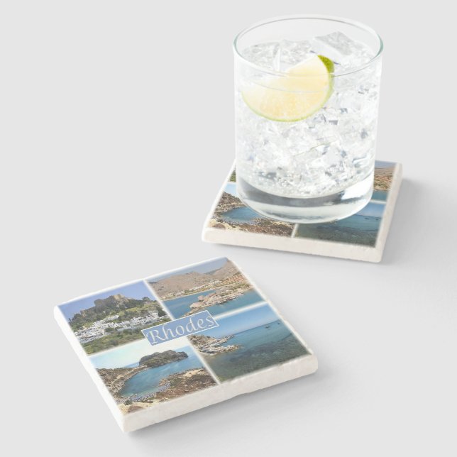 zGR025 RHODES, Greece, Europe, Stone Coaster (Side)