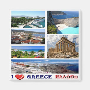 zGR026 GREECE "I Love", Mosaic, Fridge Magnet