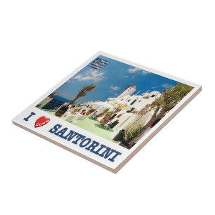 zGR031 SANTORINI  I Love, Oia, Greece, Tile
