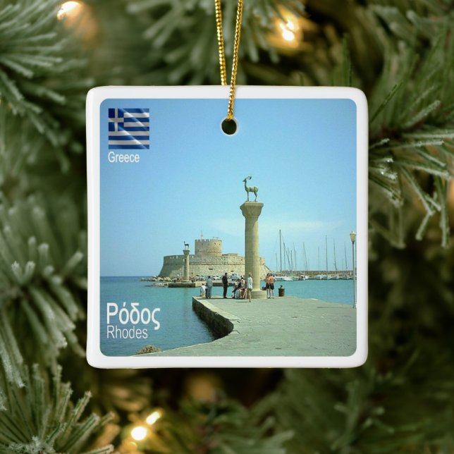 zGR038 RHODES, Greece, Ceramic Ornament (Tree)