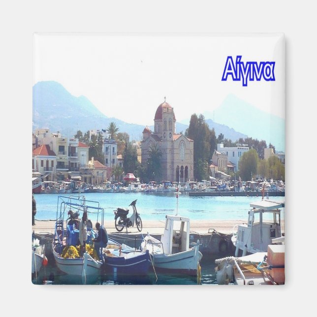 zGR068 AEGINA Port, Greece, Fridge Magnet (Front)