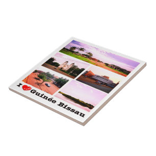 zGW008 GUINEA BISSAU I Love, Mosaic, Africa, Tile