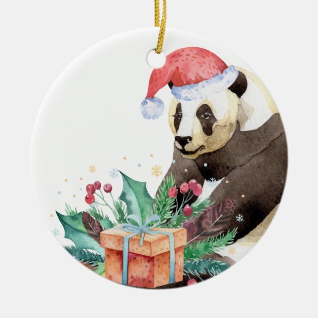 Zhen Zhen the Panda Christmas Ceramic Tree Decoration (Front)