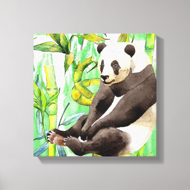 Zhen Zhen the Panda on Bamboo Canvas Print (Front)