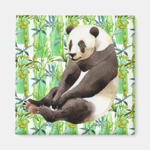 Zhen Zhen the Panda on Bamboo Magnet