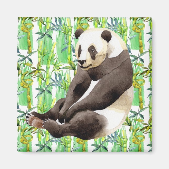 Zhen Zhen the Panda on Bamboo  Magnet (Front)