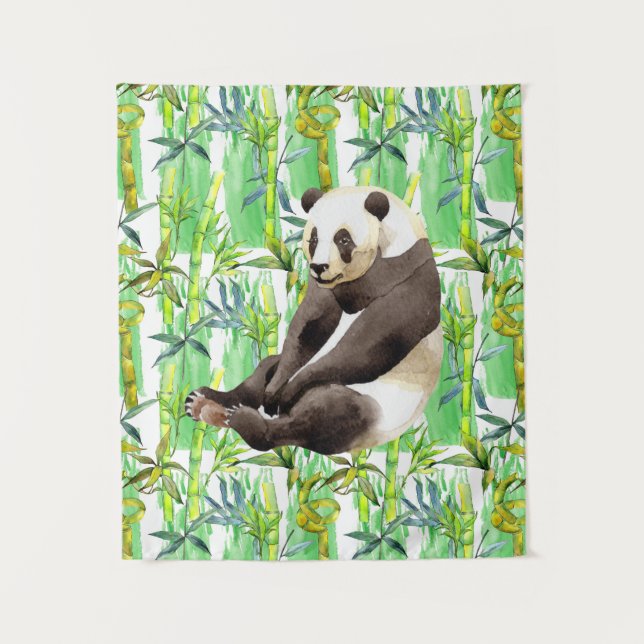 Zhen Zhen the Panda on Bamboo  Tapestry (Front)