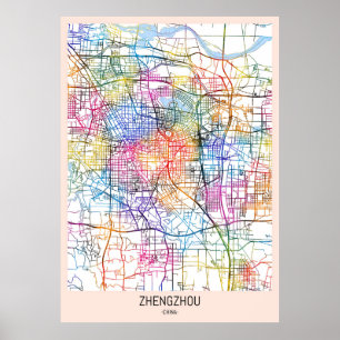 Zhengzhou China City Map Poster