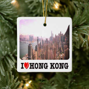 zHK015 I Love HONG KONG, Asia, Ceramic Ornament