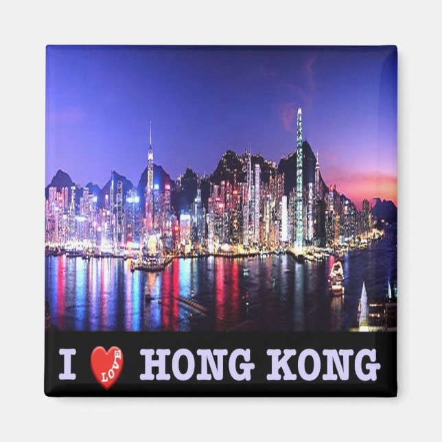 zHK016 I Love HONG KONG, Asia, Fridge Magnet (Front)