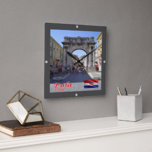 zHR008 PULA, Croatia, Square Wall Clock