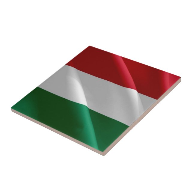 zHU002 HUNGARY, Hungarian Waving Flag, Tile (Side)