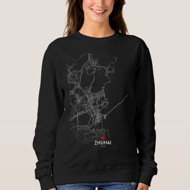 zhuhai china City map Travel souvenir hometown Sweatshirt (Front)