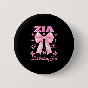 Zia birthday girl matching coquette pink bow  6 cm round badge