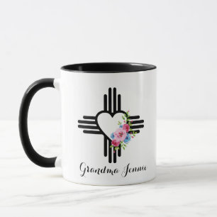 Zia Heart with Flowers Personalised Gift Coffee Mug