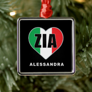 Zia Personalised Italian 'Flag Heart Ornament