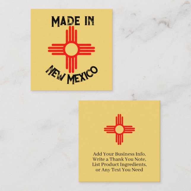 Zia Sun Made in New Mexico State Flag Enclosure Card (Front/Back)