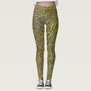 Zibra Stripes in Metallic Gold and Blue Leggings