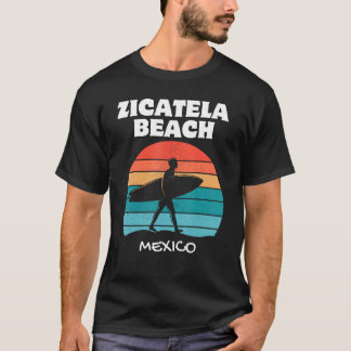 ZICATELA BEACH MEXICO Surf Retro Sunset Surfing T-Shirt