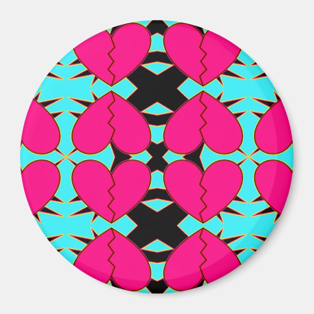 Zig-n-Zag Broken Hearts Magnet (Front)