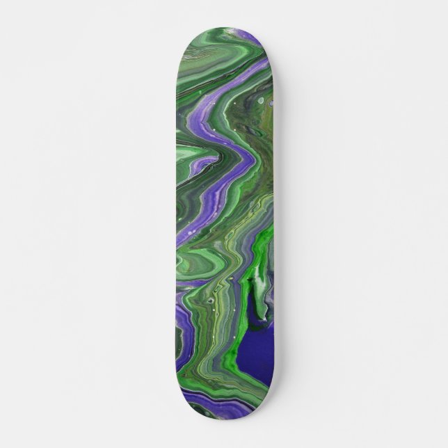 Zig Zag Acrylic Abstract Green Skateboard Deck (Front)