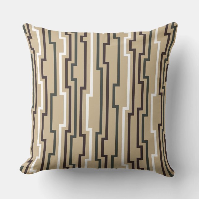 Zig Zag Beige Tan Throw Pillow (Front)