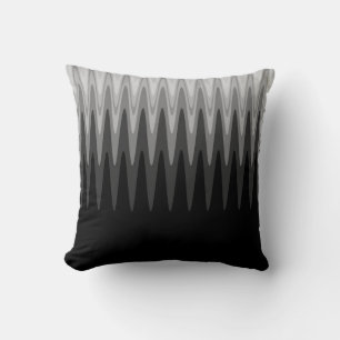 Zig Zag Black Grey Pattern Throw Pillow