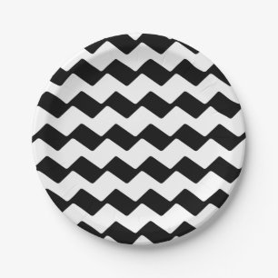 Zig Zag - Black Paper Plate