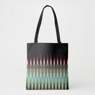 Zig Zag Black Red Teal Grey Pattern Tote Bag