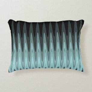 Zig Zag Black Teal Grey Pattern Decorative Cushion