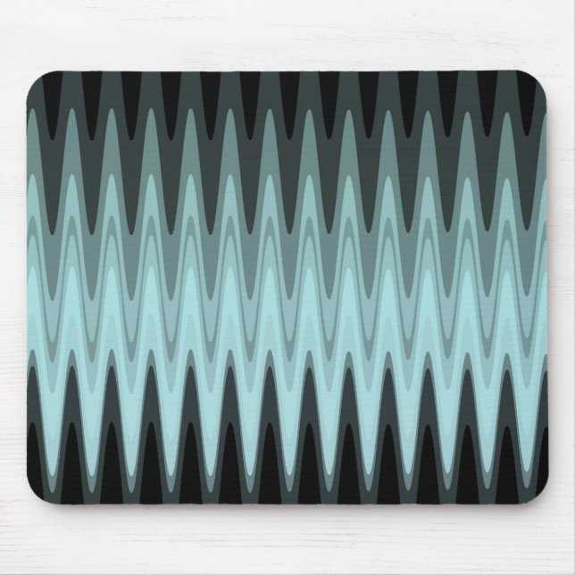 Zig Zag Black Teal Grey Pattern Mouse Pad (Front)