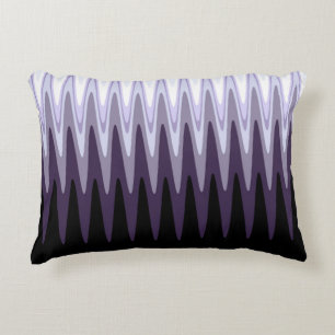 Zig Zag Black White Grey Dark Purple Beige Pattern Decorative Cushion