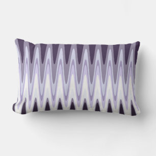 Zig Zag Black White Grey Dark Purple Beige Pattern Lumbar Cushion
