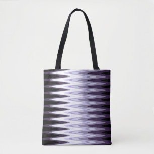 Zig Zag Black White Grey Dark Purple Beige Pattern Tote Bag
