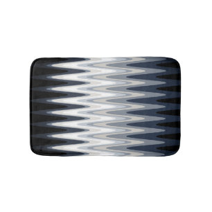Zig Zag Black White Grey Navy Blue Beige Pattern Bath Mat