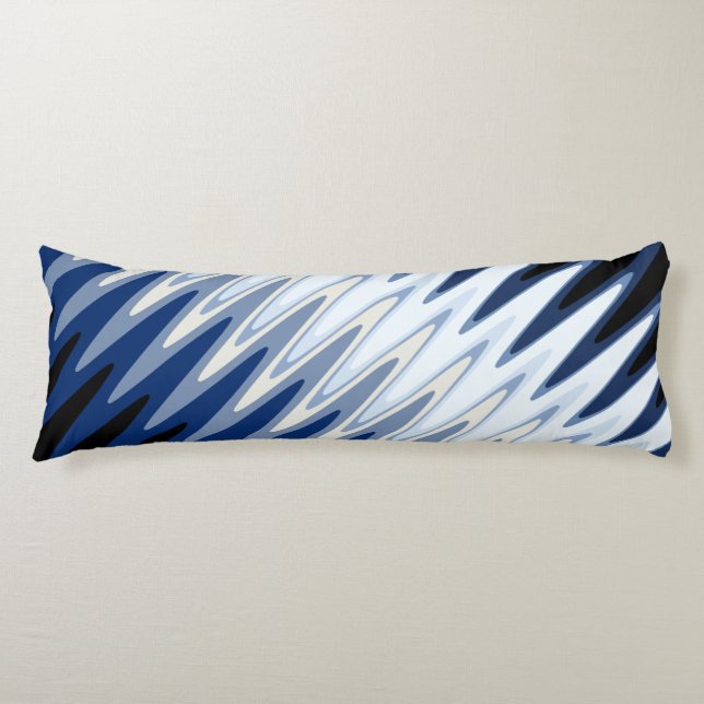 Zig Zag Black White Grey Navy Blue Beige Pattern  Body Cushion (Front)
