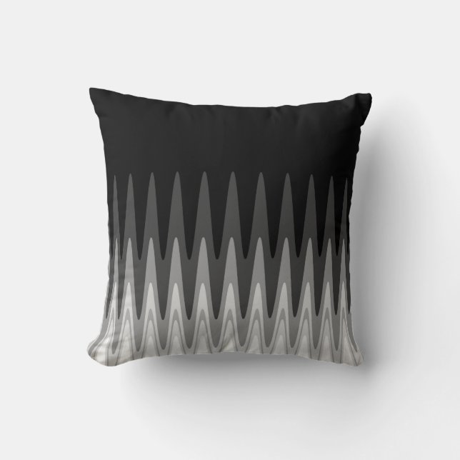 Zig Zag Black White Grey Pattern Cushion (Front)