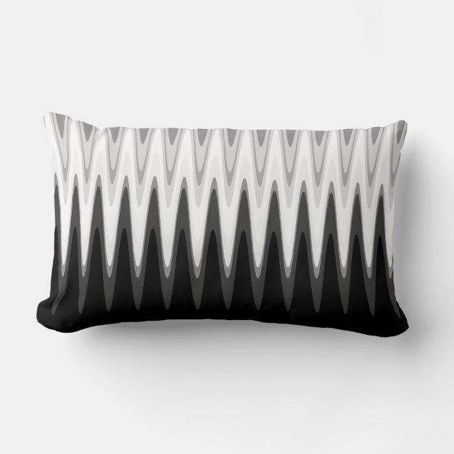 Zig Zag Black White Grey Pattern Lumbar Cushion (Front)