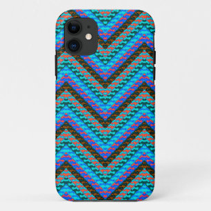 Zig Zag Blue Green Black Pattern Case-Mate iPhone Case