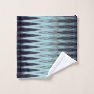 Zig Zag Blue Teal Grey Pattern Wash Cloth