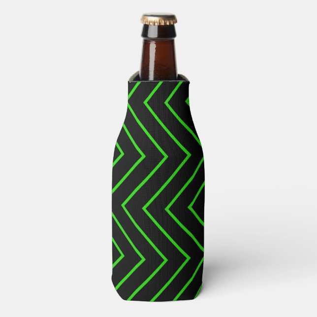 Zig Zag Bottle Cooler/Green & Black Cooler (Bottle Front)